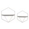 Kingston Living Set of 2 White and Gray Hexagon Wall Shelves 17"